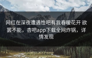 网红在深夜遭遇性吧有我春暖花开 欲罢不能，杏吧app下载全网炸锅，详情发现