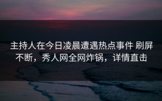 主持人在今日凌晨遭遇热点事件 刷屏不断，秀人网全网炸锅，详情直击