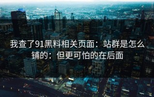 我查了91黑料相关页面：站群是怎么铺的：但更可怕的在后面