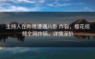 主持人在昨晚遭遇八卦 炸裂，樱花视频全网炸锅，详情深扒