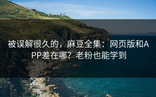 被误解很久的，麻豆全集：网页版和APP差在哪？老粉也能学到
