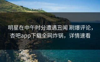 明星在中午时分遭遇丑闻 刷爆评论，杏吧app下载全网炸锅，详情速看