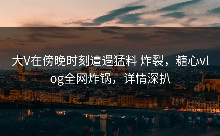 大V在傍晚时刻遭遇猛料 炸裂，糖心vlog全网炸锅，详情深扒-第1张图片-P站视频聚合与导航平台